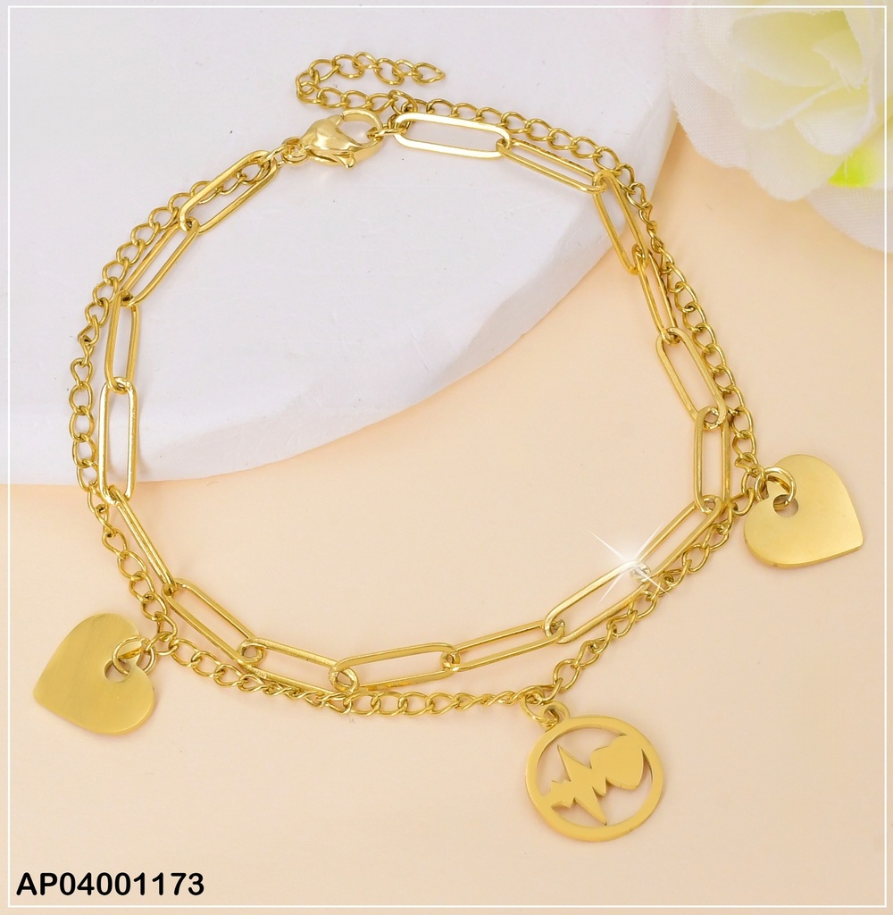 PULSERA DOBLE DIJES PLACA CORAZON/CIRCULO LATIDOS