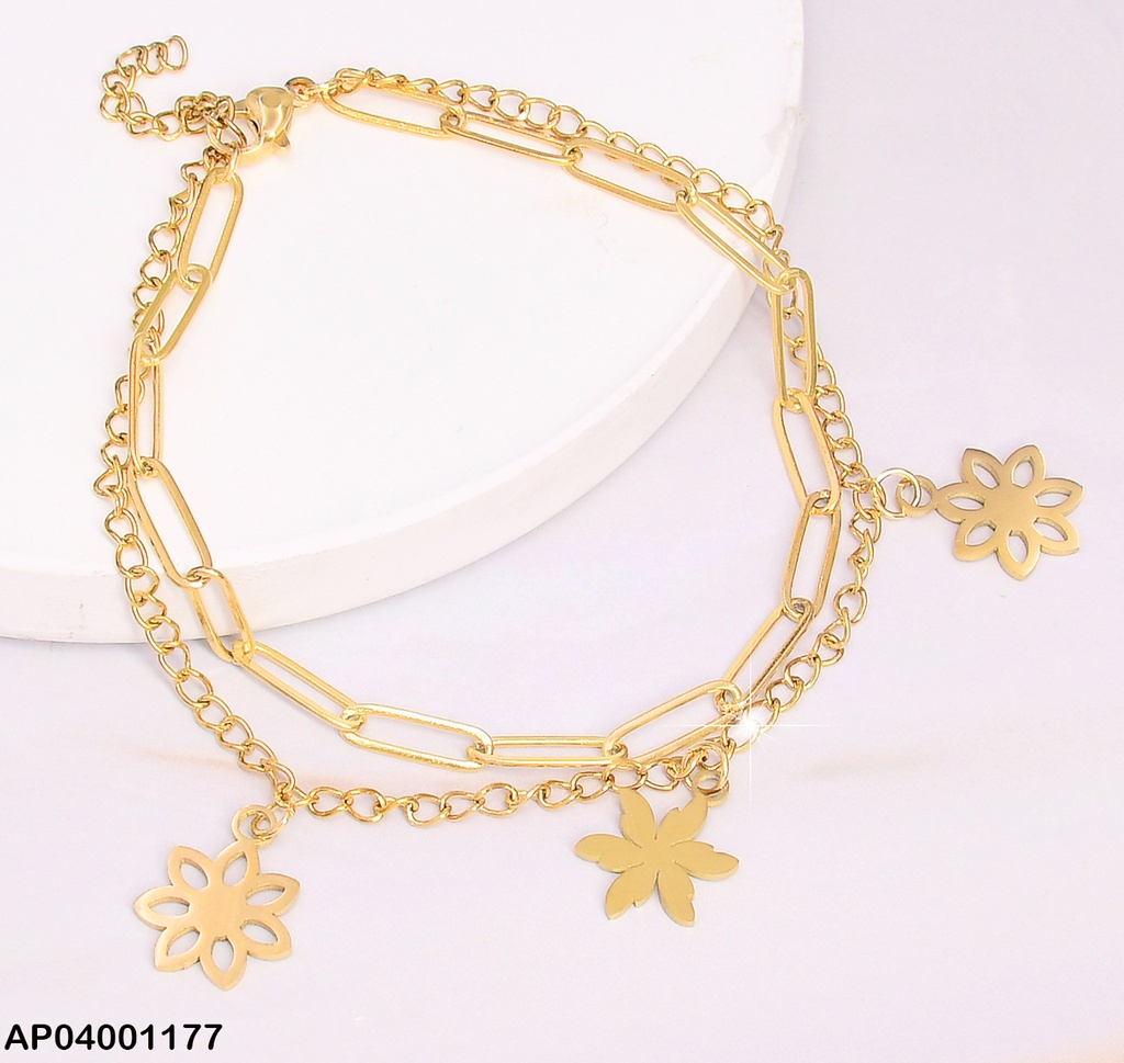 PULSERA DOBLE FLOR CROQUI/PLACA