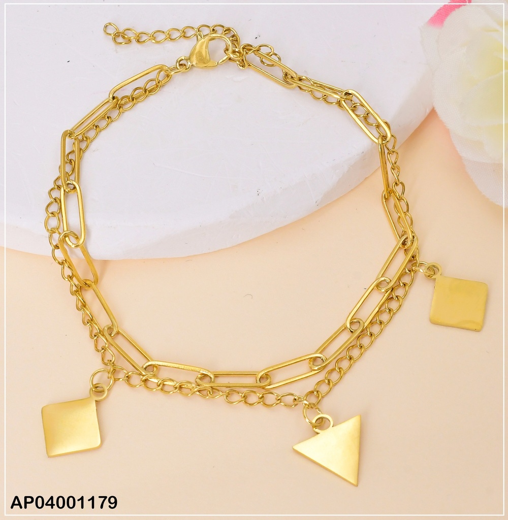 PULSERA DOBLE PLACAS ROMBOS/TRIANGULOS