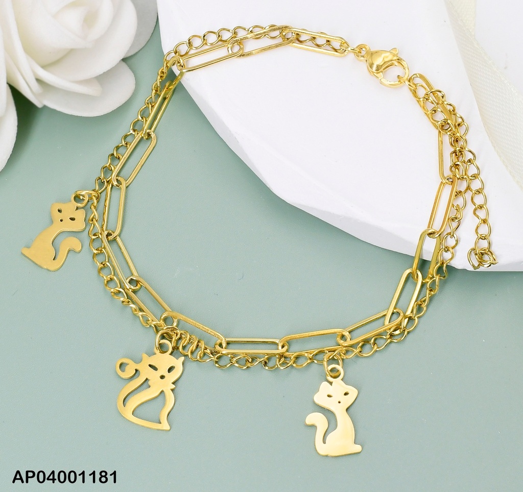 PULSERA DOBLE DIJES GATITOS SENTADOS