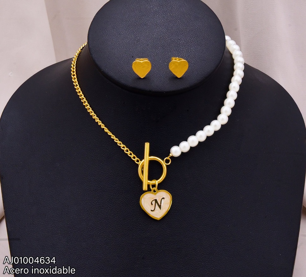 JUEGO CORAZONES CAD.TIFFANY PERLAS CIERRE ∅ "N" (NPE2025)