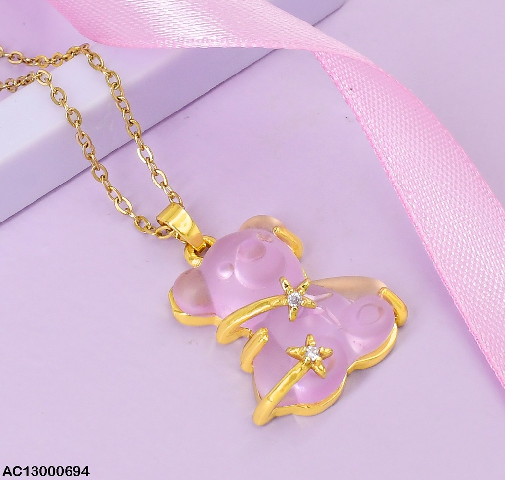 CADENA OSO ROSA SILICON ESTRELLAS # 115501-180