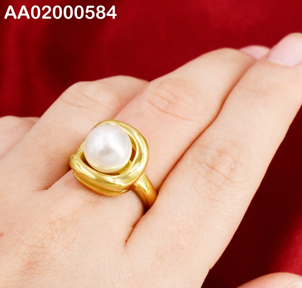 ANILLO PERLA BASE CUADRADA DOBLE