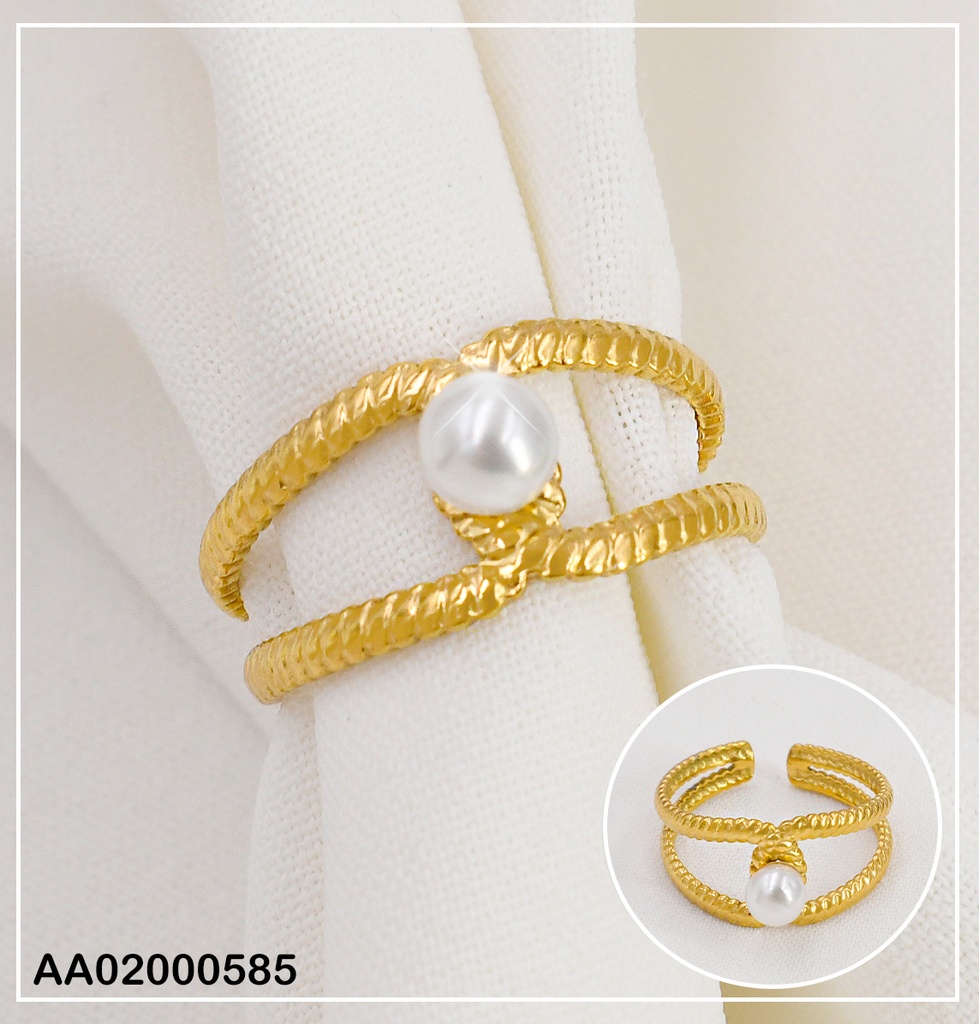 ANILLO )( PERLA CENTRO LINEAS GRABADO # RA010-20