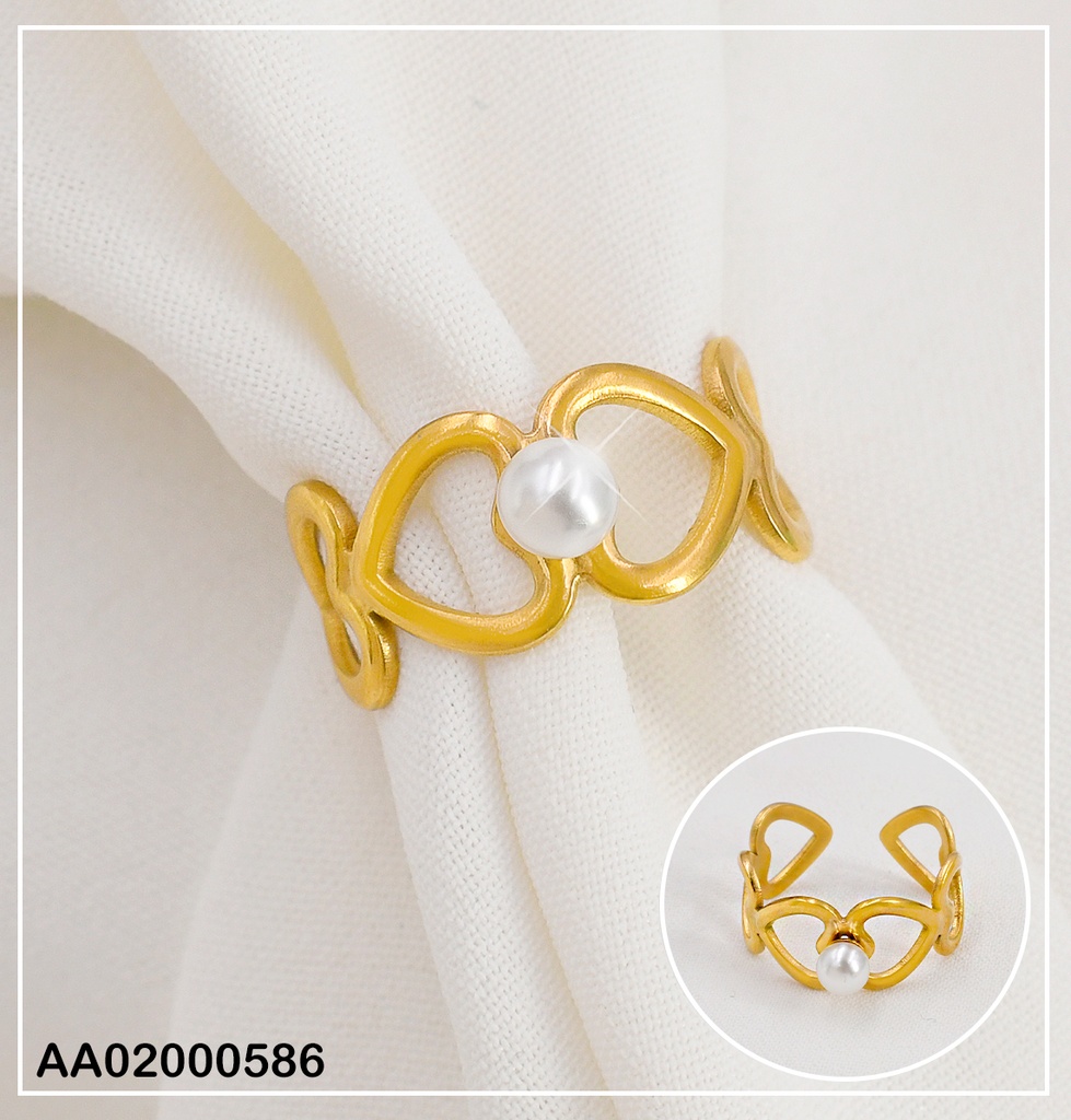 ANILLO CORAZONES PERLA CENTRO # RA011-20