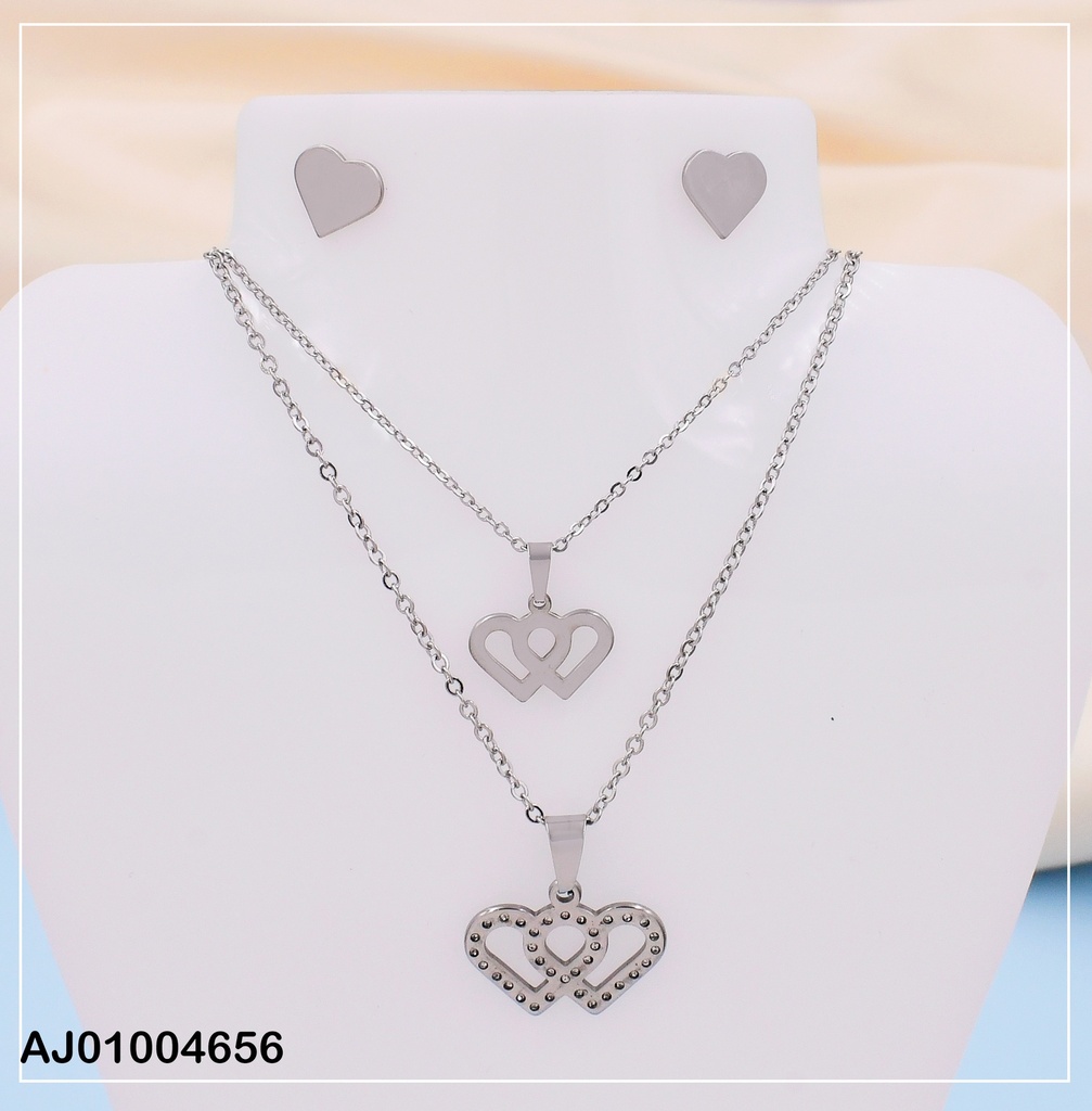 JUEGO PLATD. CAD. DOBLE CORAZONES  # 0747032-W12