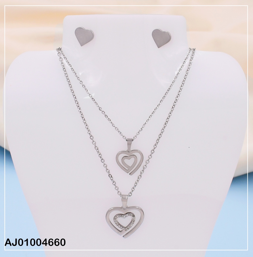 JUEGO PLATD. CAD. DOBLE CORAZONES DOS LINEAS # 0747002-W12