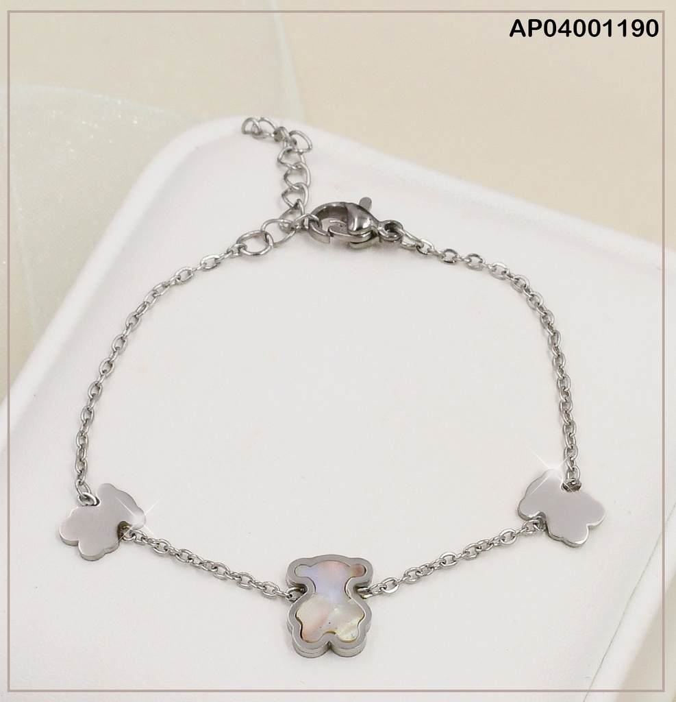 PULSERA PLAT. 3 OSITO TOUCH 2 PLACAS/CENTRO NACAR