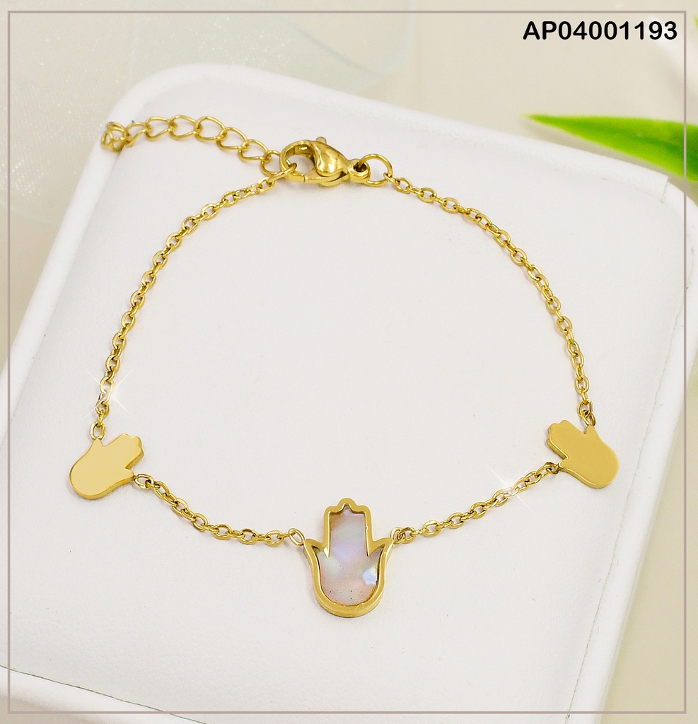 PULSERA 3 MANITOS 2 PLACAS/NACAR