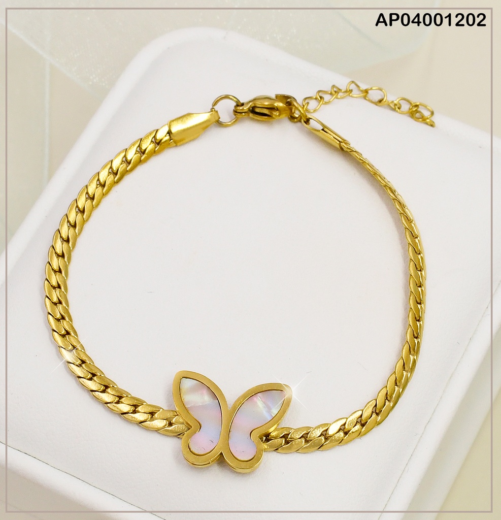 PULSERA MARTILLADA CENTRO MARIPOSA NACAR