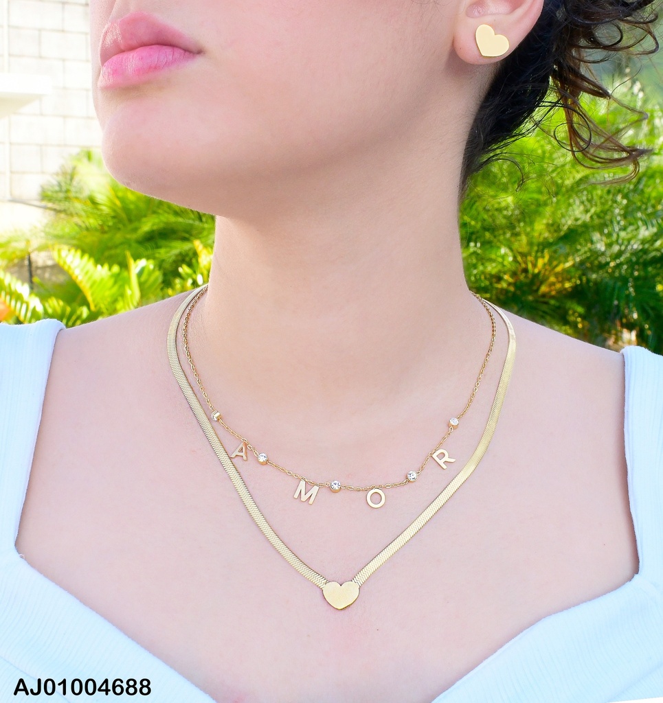 JUEGO PLACA CORAZON DOBLE CAD."LOVE"/SERPIENTE