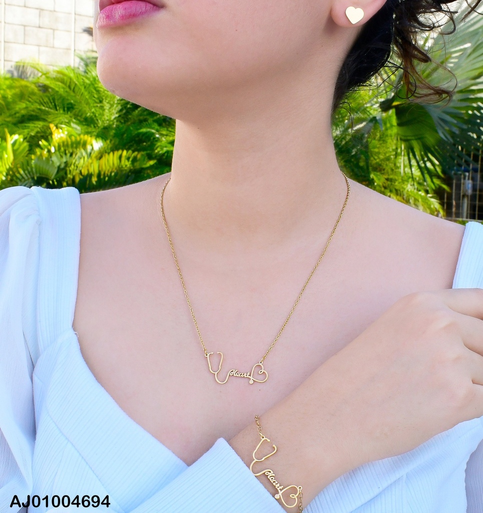 JUEGO ARETES💛 CAD.🩺"HEART"♡ C/PULSERA (NPE2025)