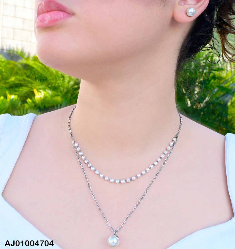 JUEGO PLAT. PERLAS DOBLE CAD.PERLITAS/TRAD.