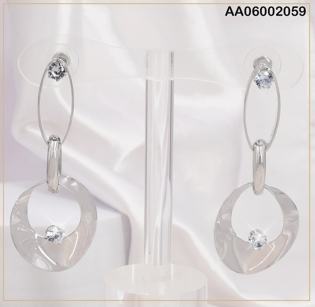 ARETES PLAT. OVALO ANCHO C/ZIRC.RD/"O"/RD C/ZIRC RD