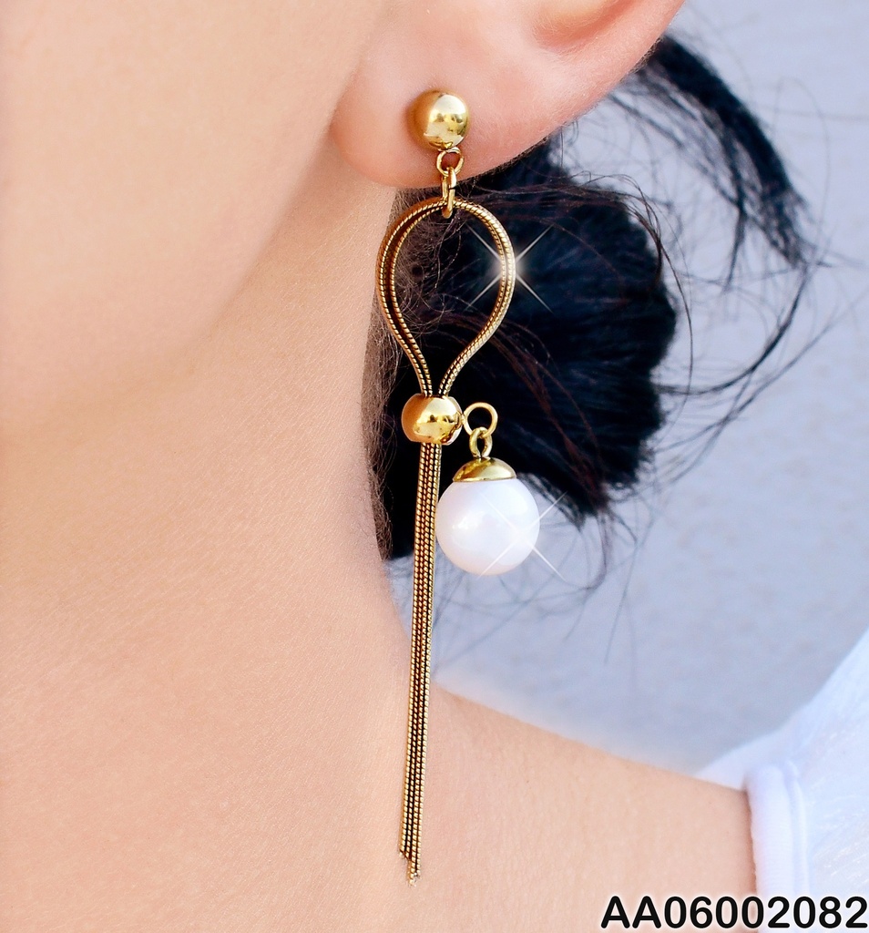 ARETES 4 LINEAS COLGANTE PERLA # 075766-171