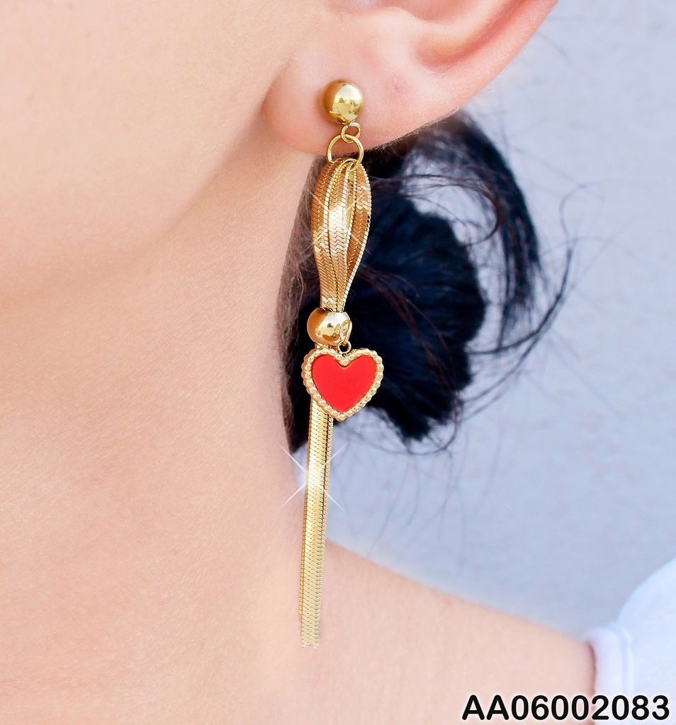 ARETES CORAZON ROJO 4 LINEAS CAD. # 075760-171