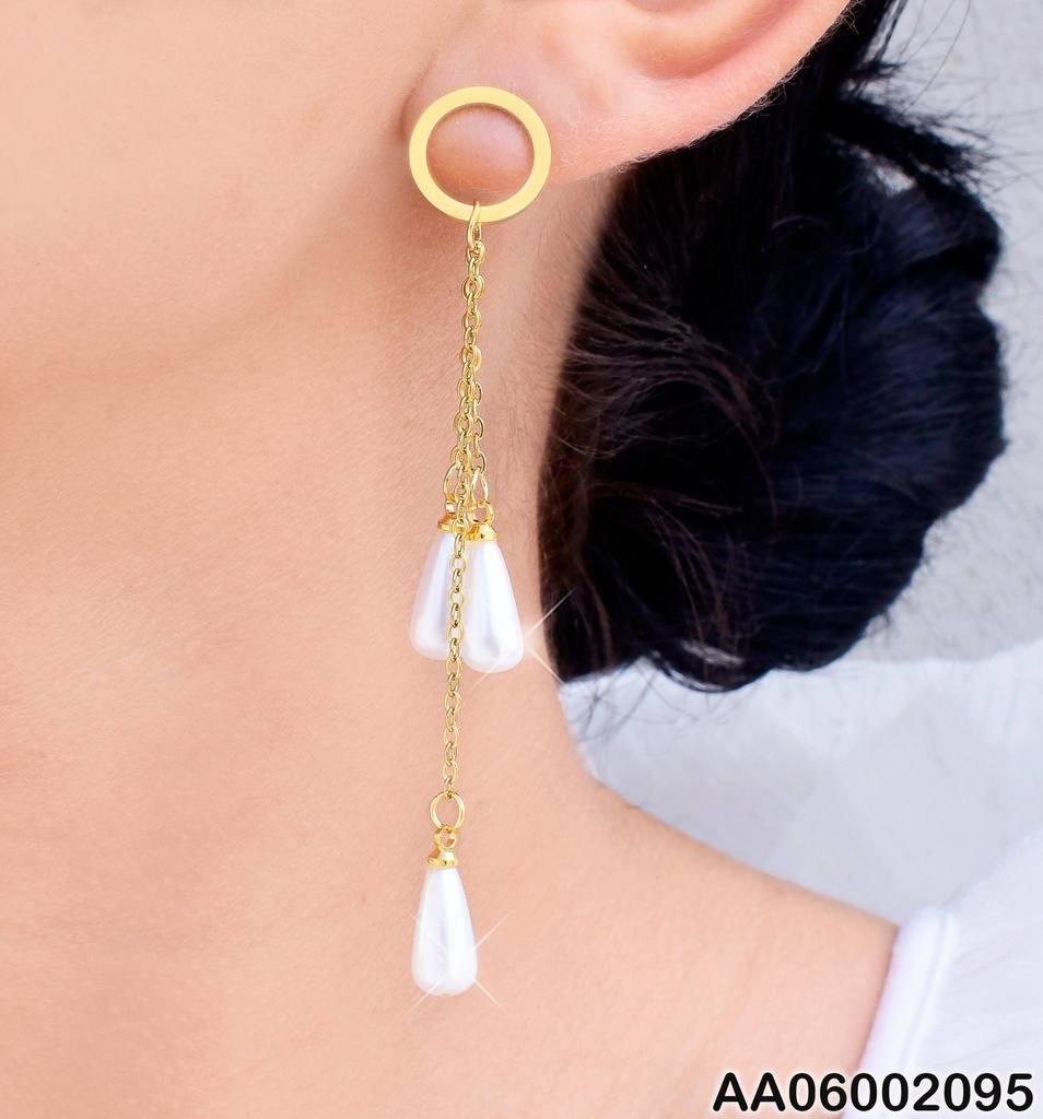 ARETES O 3 LINEAS CAD. GOTAS CREMAS # 075970-W130