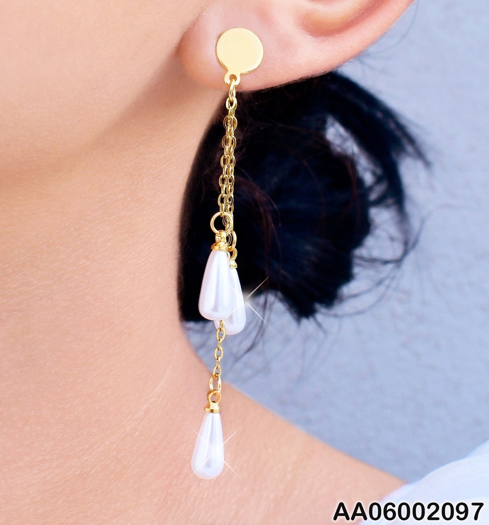 ARETES O PLACA 3 LINEAS GOTAS CREMA # 075964-W130