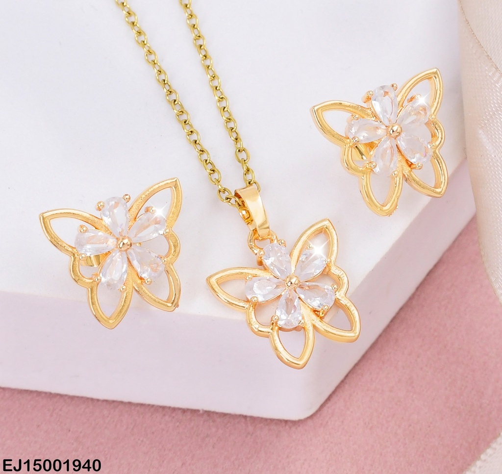 JUEGO MARIPOSA FLOR CENTRO ZIRC. # SE402-14