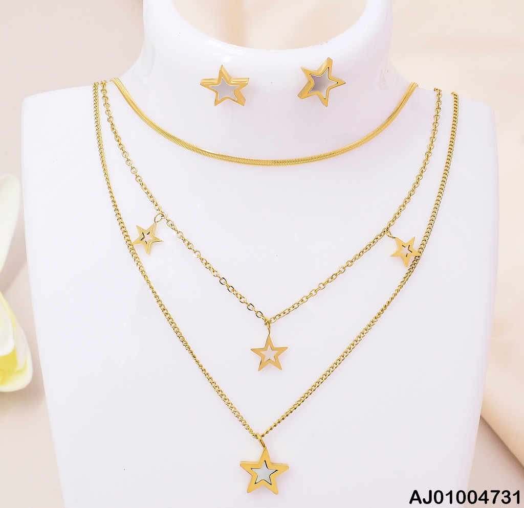 JUEGO CAD. TRIPLE ESTRELLAS ESMALTADA # 077855-W74 (NPE2025)