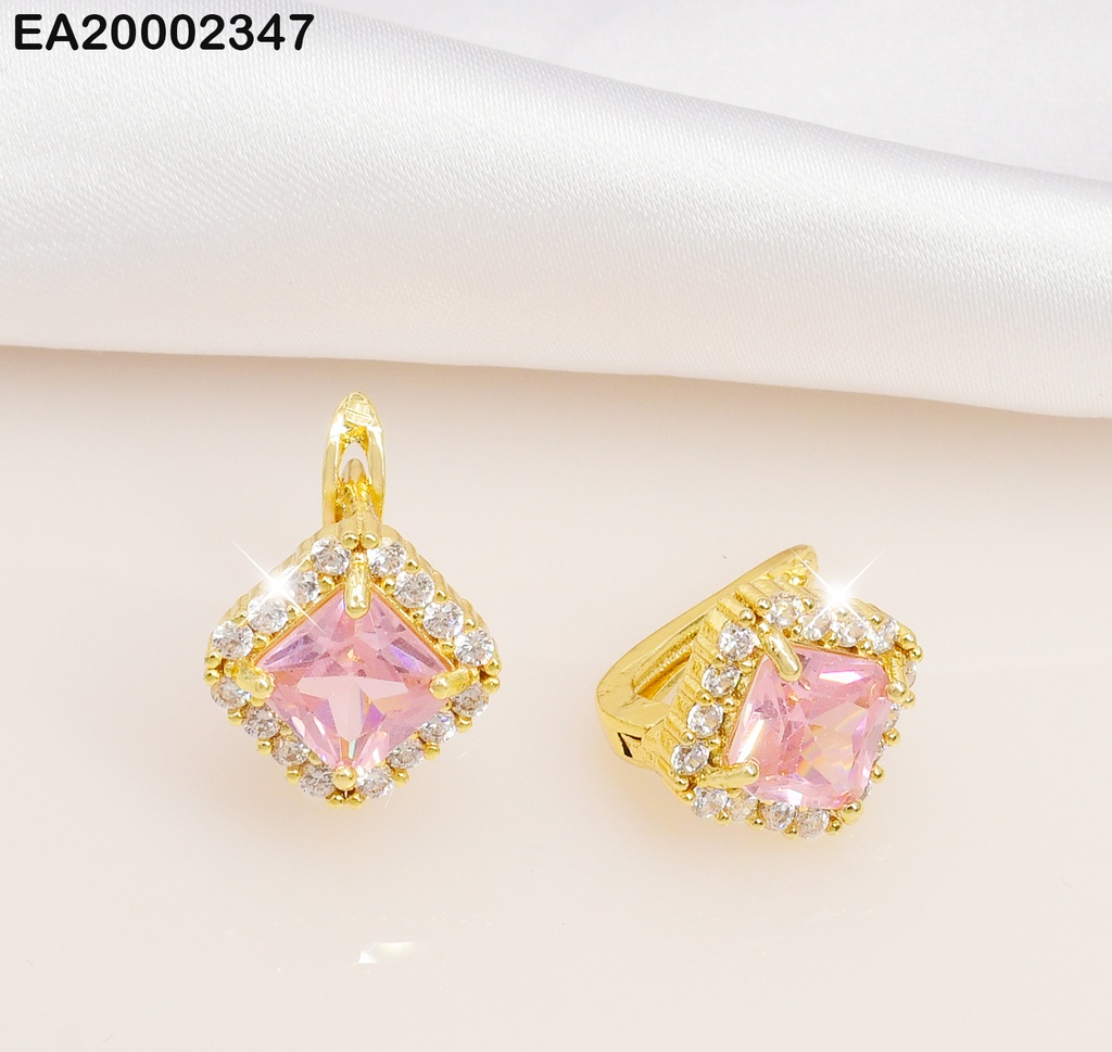 ARETES ROMBO ZIRCONIA ROSA # EE405-10