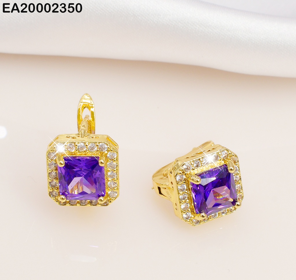 ARETES CUADRO MORADO # EE407-10