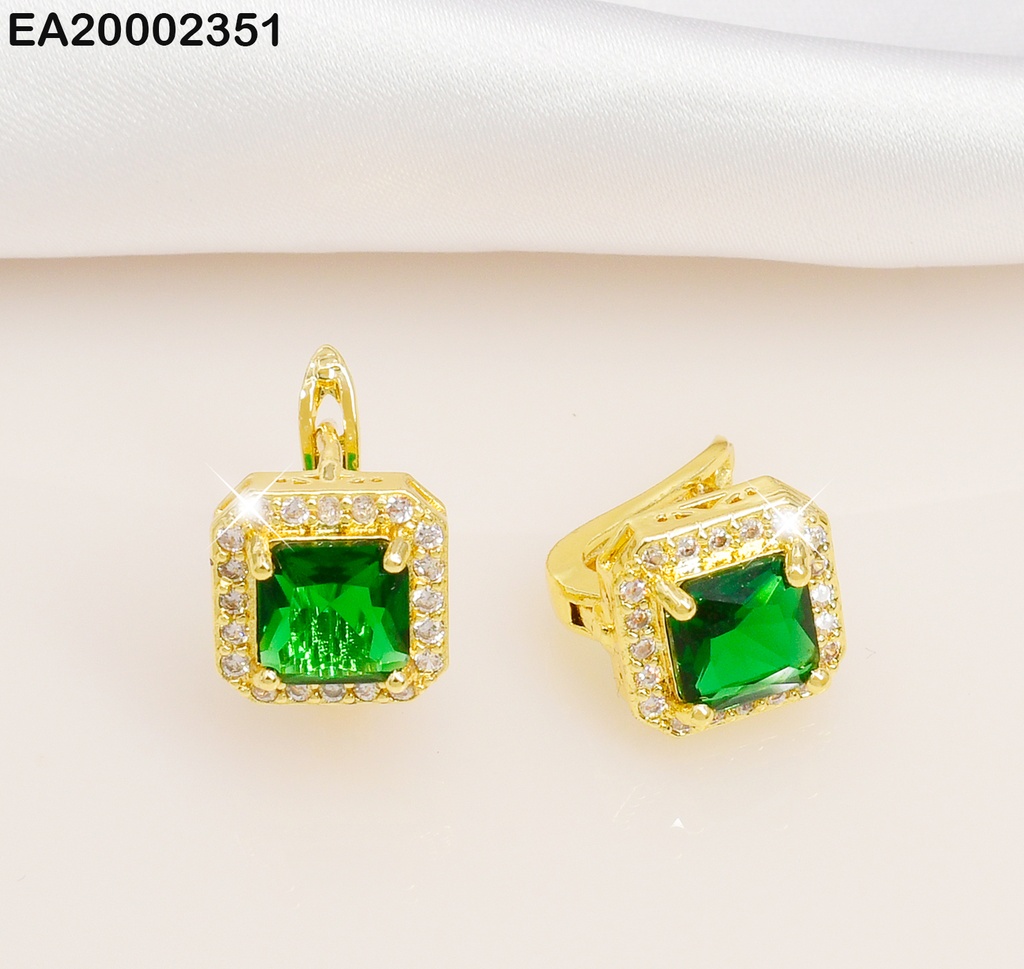 ARETES VERDE CUADRO ZIRCONIA # EE408-10