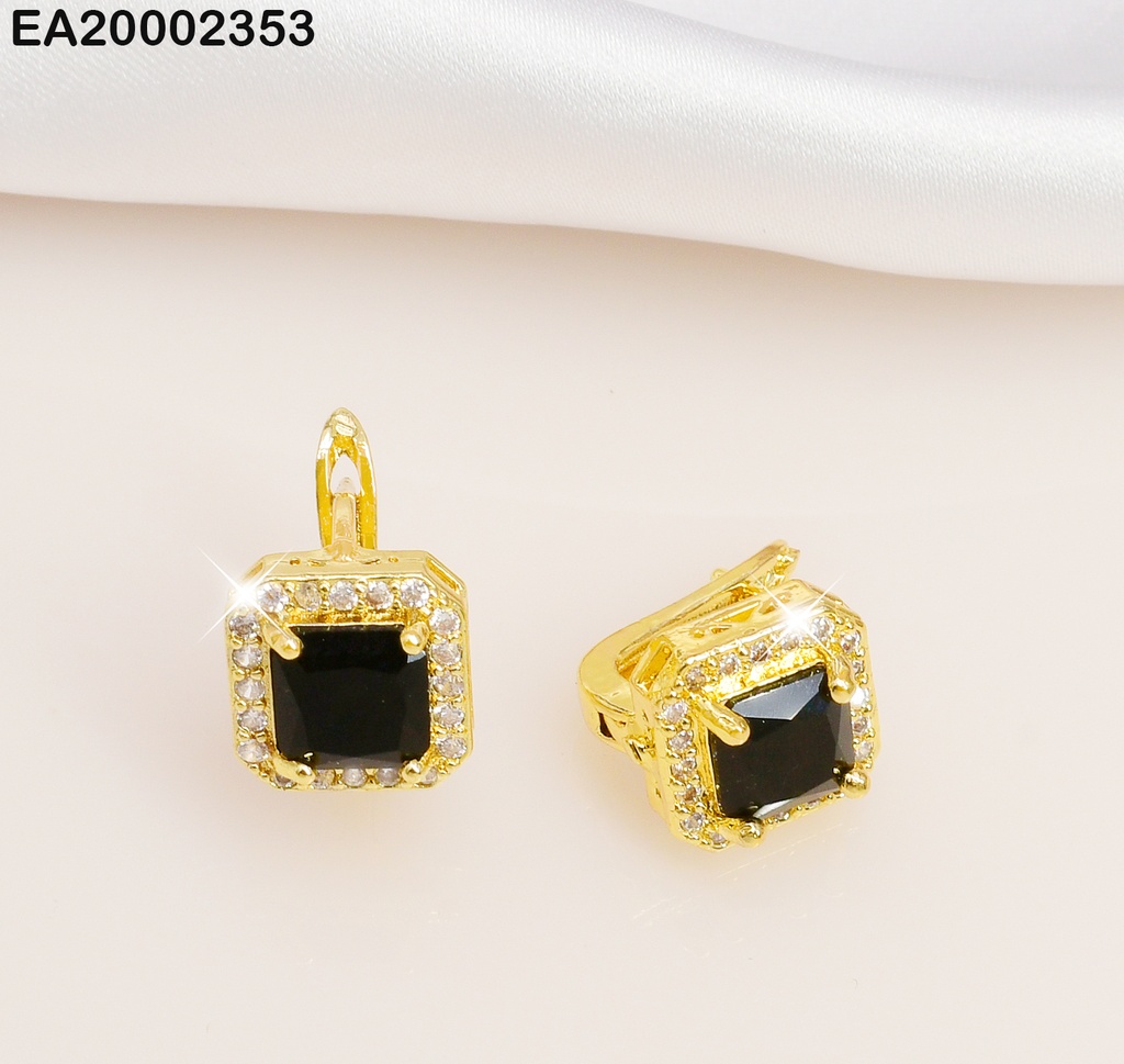 ARETES CUADRO NEGRO ZIRCONIA # EE409-10