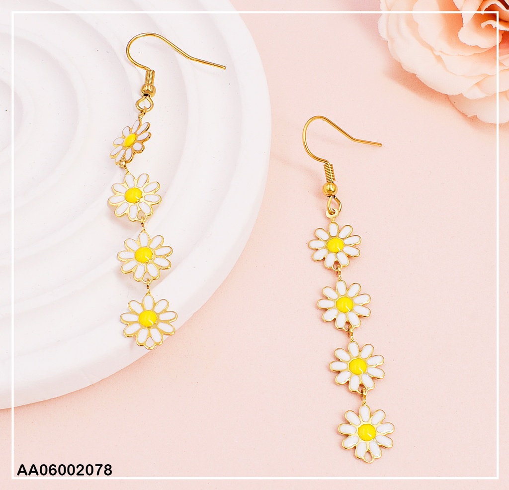 ARETES FLORES MARGARITAS VERTICAL #EA232-5