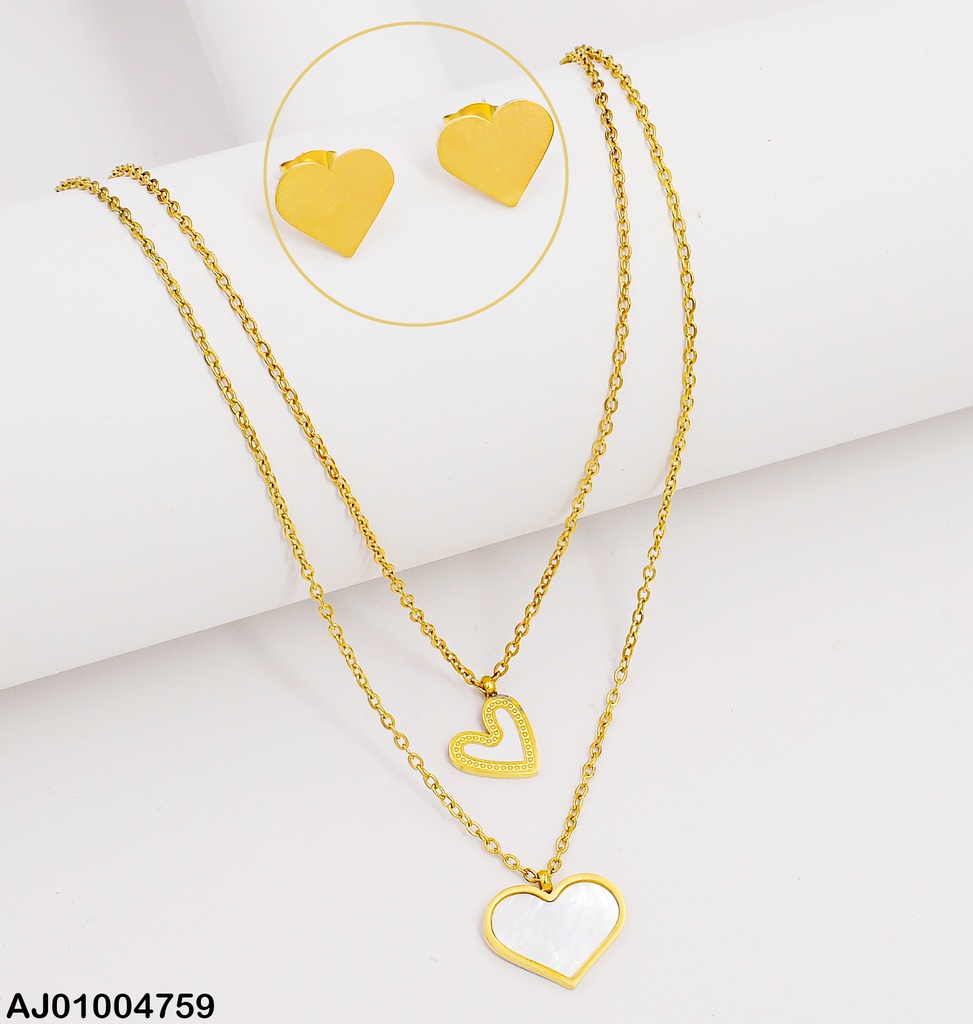 JUEGO PLACAS CORAZON DOBLE CAD.DIJES:NACAR/BLANCO