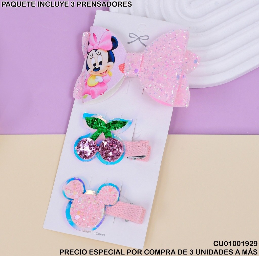 SET 3 PRENSADORES ROSADOS MINI/🍒 B3948-3F