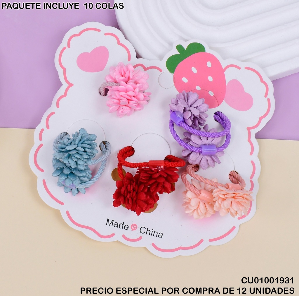 SET 5 LIGAS CABELLO FLORES COL.SURTIDOS B3948-14A
