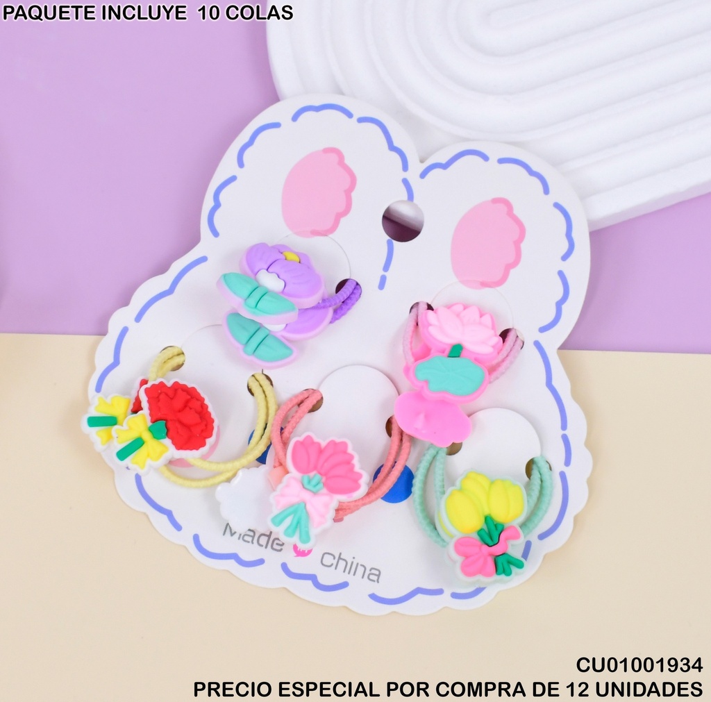 SET 5 LIGAS CABELLO RAMOS DE FLORES COL.SURTIDOS B3948-13A