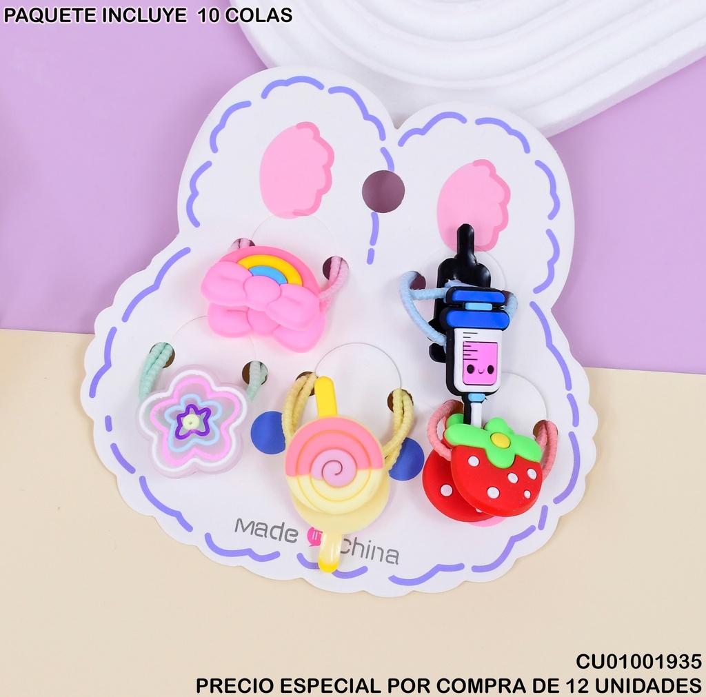 SET 5 LIGAS CABELLO IMAGENES SURTIDAS B3948-13C