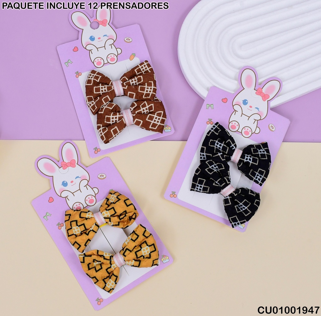 PAQUETE 6 SET 2 PRENSADORES LAZOS COL.SURTIDOS B3948-7B