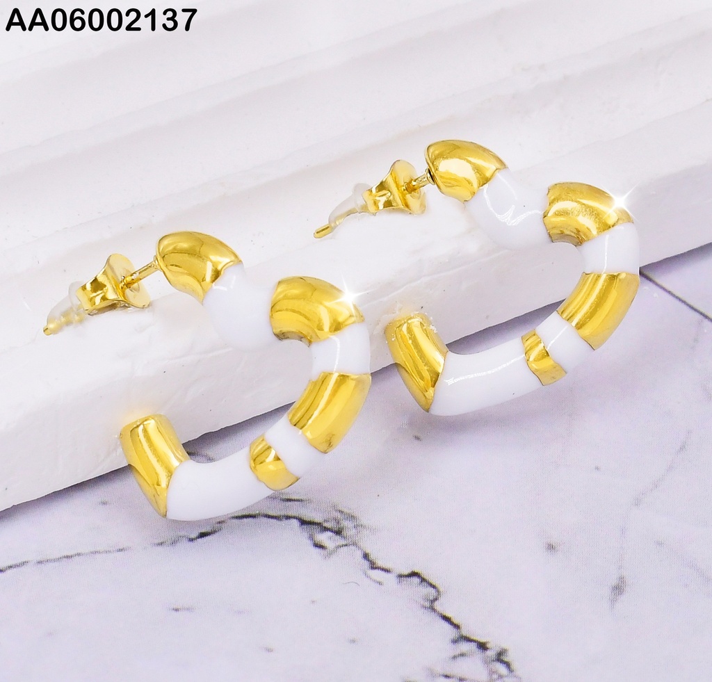 ARETES CROQUI CORAZON ABIERTO BLANCO/DOR