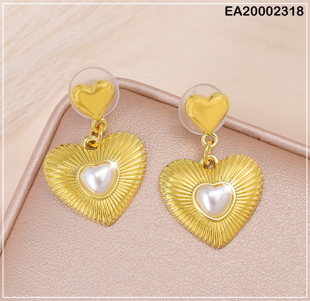 ARETES CORAZON GRABADO LINEAS🤍CENTRO (NPE2025)