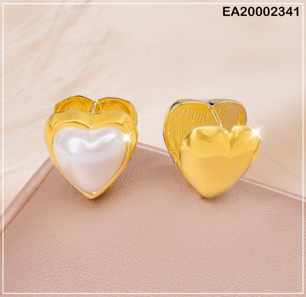 ARETES A PRESION CORAZON PERLA