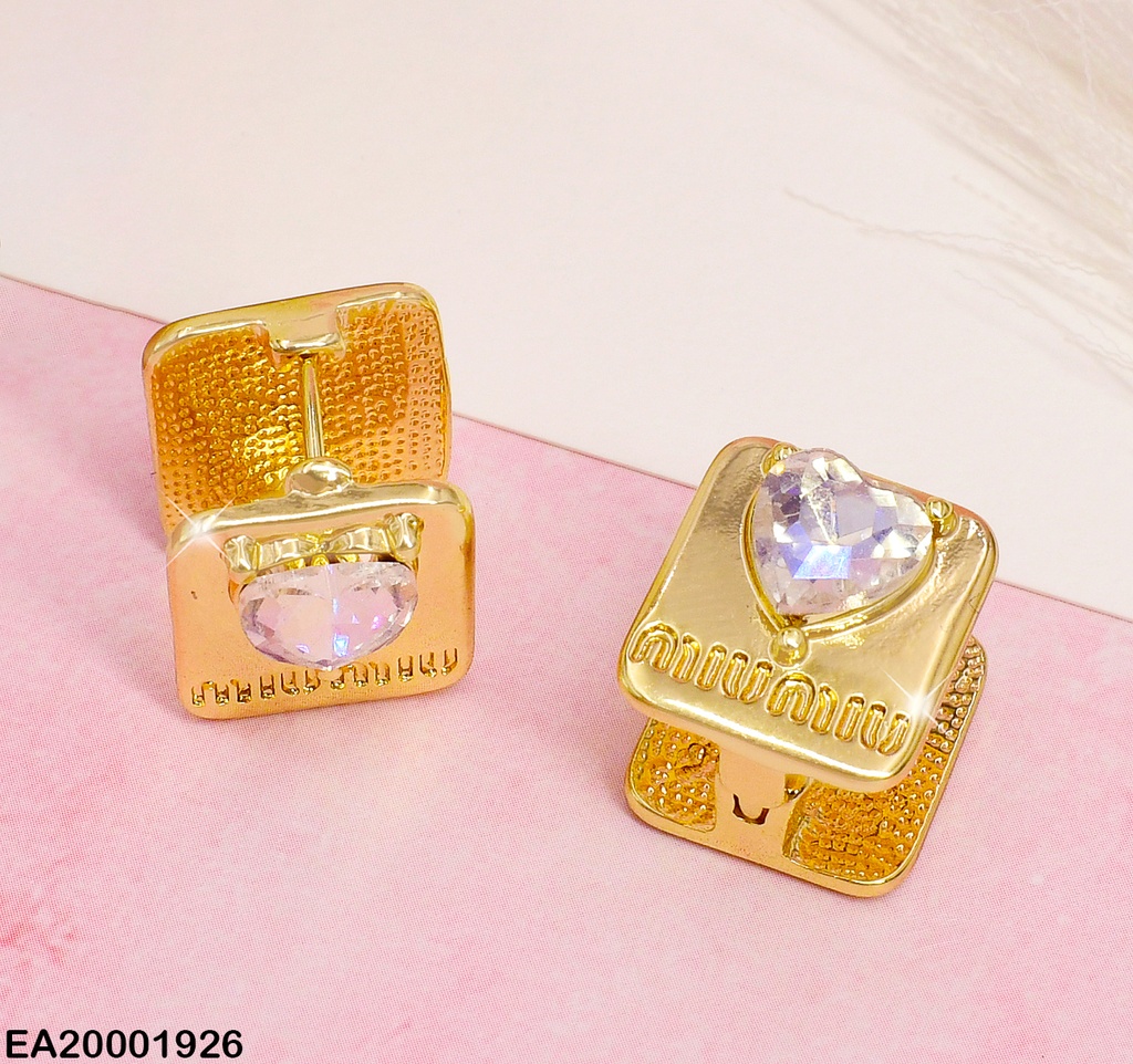 ARETES CUADRO DORADO ZIRCONIA CORAZON CENTRO (NPE2025)
