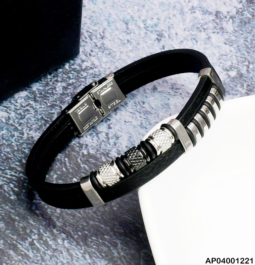 PULSERA PLATD. ⬛⬜⬛ IIIIII NEGRA # 081564-005