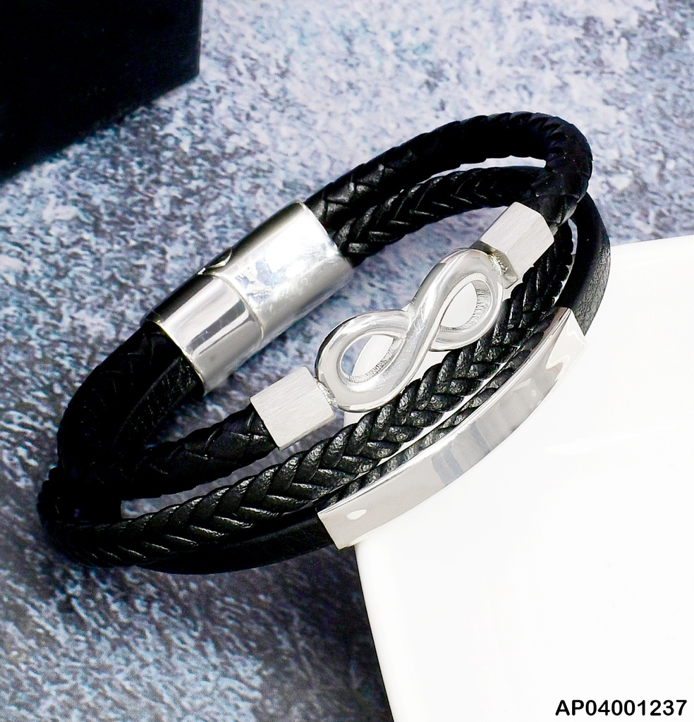PULSERA PLATD. 3 LINEAS  INFINITO PLACA #081410-W167