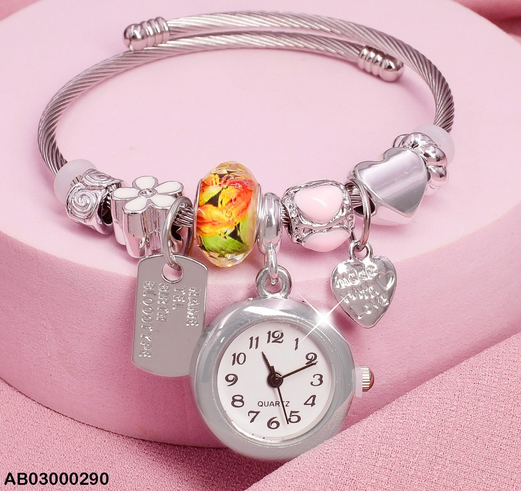 BRAZALETE RELOJ PLATD. PLACA CORZN. FLOR # 004P7720-100/P7518