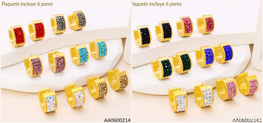 PAQ.6 PARES ARETES HUGGIES AZUCARADOS COL.SURT F472-100