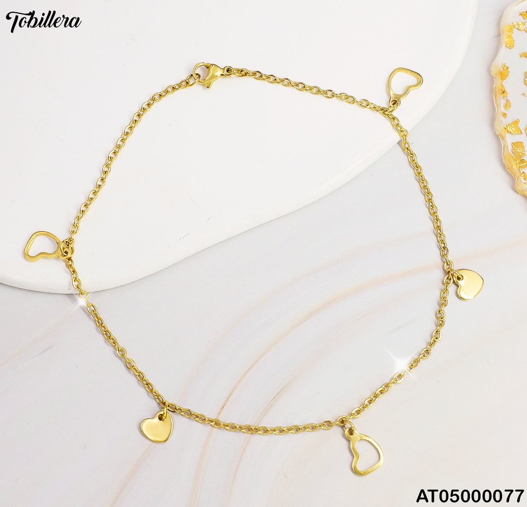 TOBILLERA CORAZONES HUECO/ PLACA # 012W9999-100