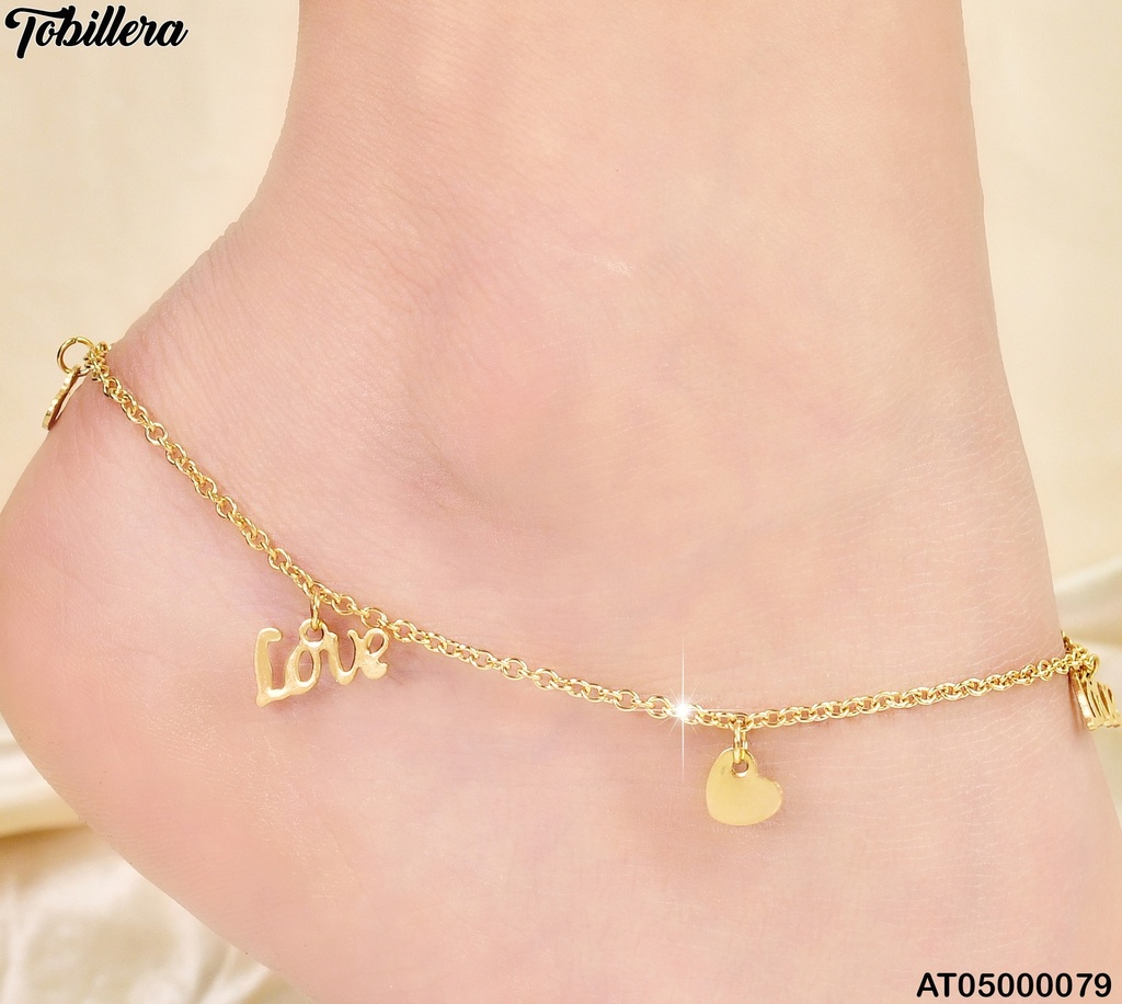 TOBILLERA CORAZON PLACA -"LOVE" #  012M9999-100