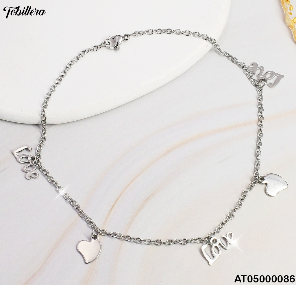 TOBILLERA PLATD. LOVE CORAZON # 012N339-100