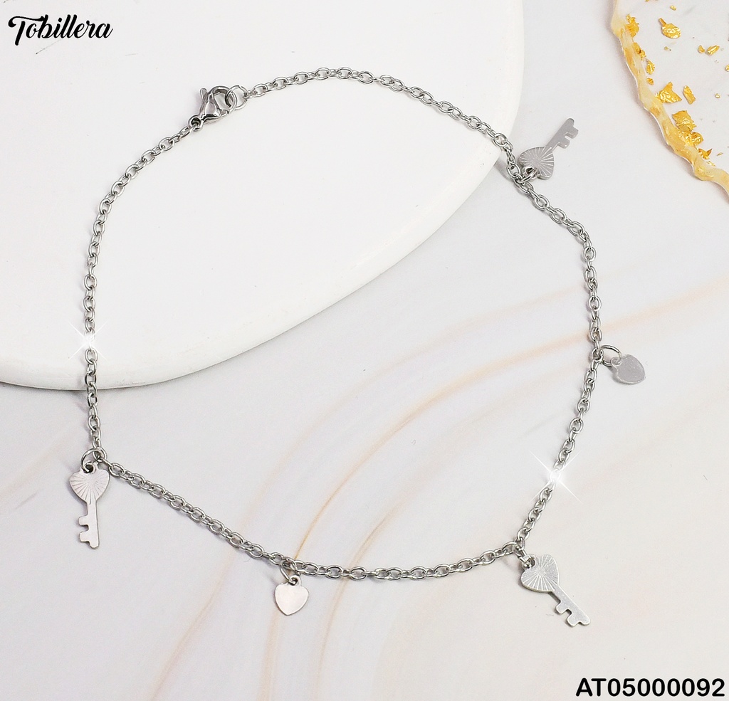 TOBILLERA PLATD. LLAVE CORAZON # 012N339-100