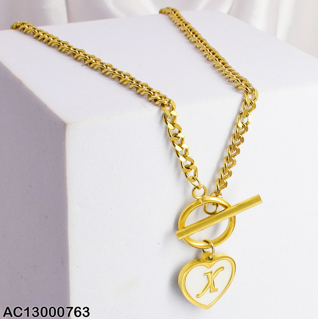 CADENA MARTILLADA DIJE CORAZON INICIAL "X" 080288X