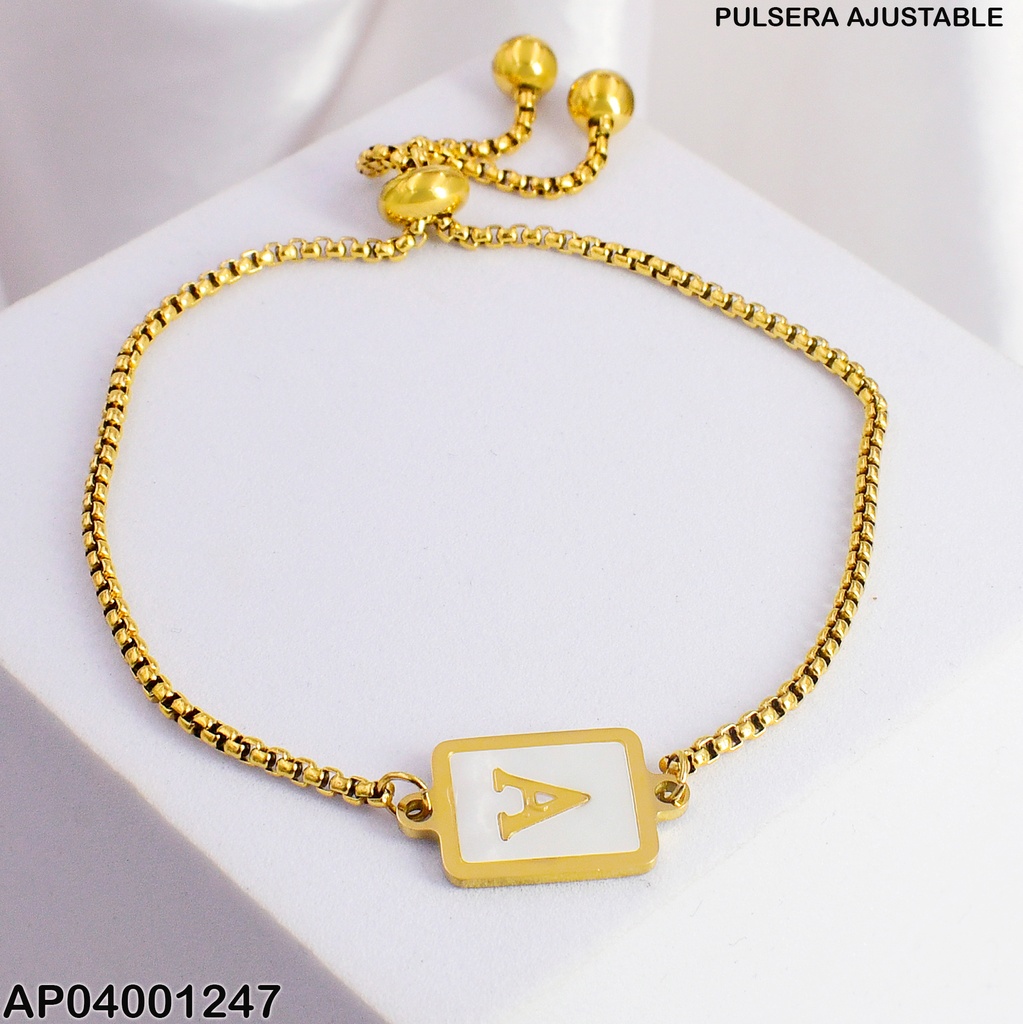 PULSERA INICIAL (A) PLACA RECTANGULO #0780411-A-YQ