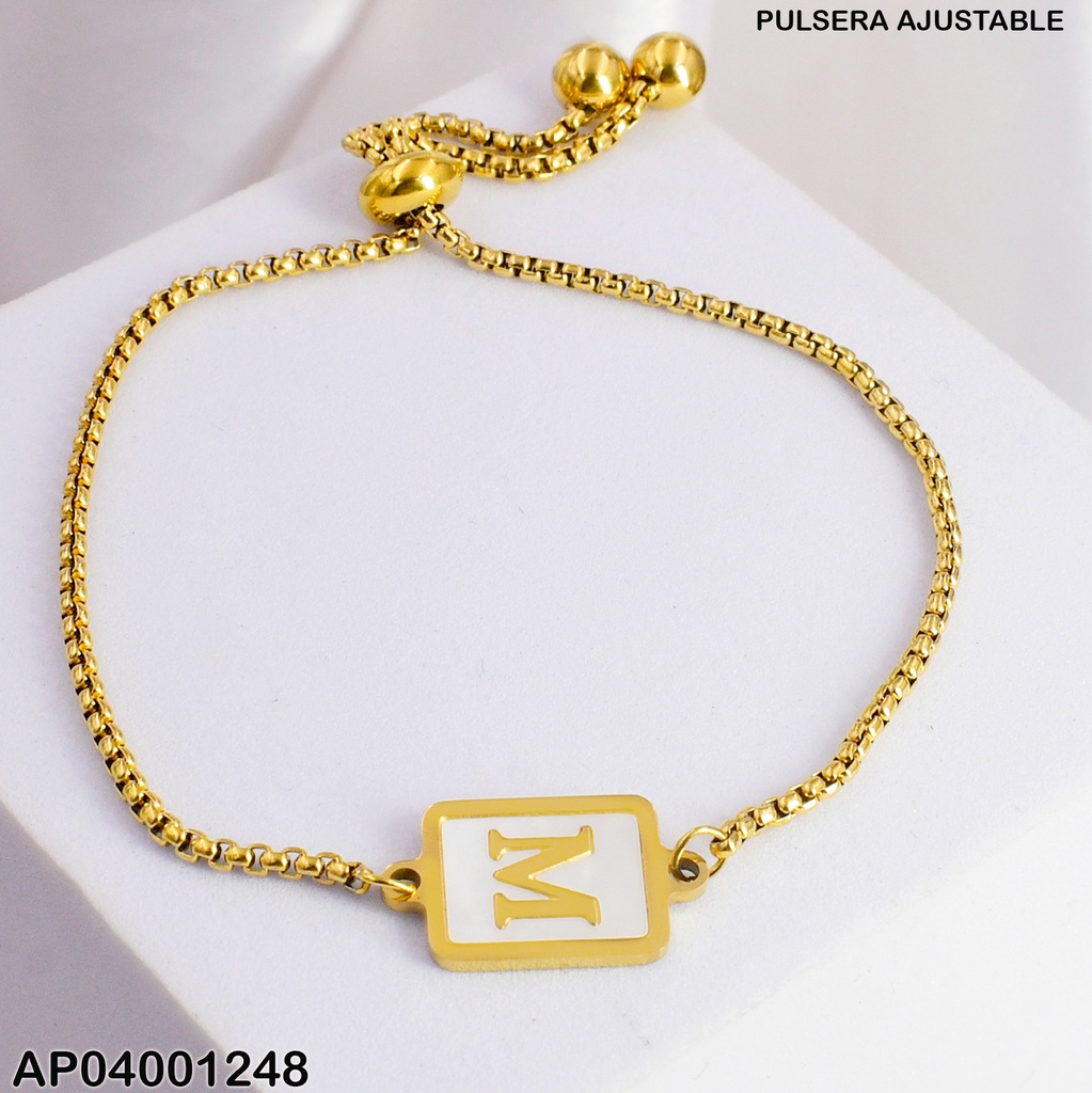 PULSERA INICIAL (M) PLACA RECTANGULO #0780412-M-YQ